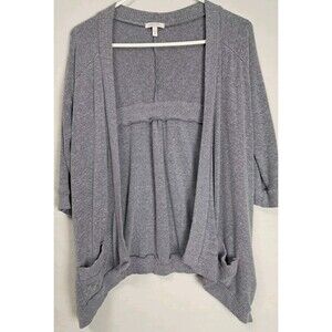Delias Womens Junior Medium Open Front Cardigan Gray 3/4 Sleeve Vintage
